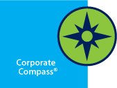 Amanda Mitchell and Our Corporate Life’s graphic of Corporate Compass logo